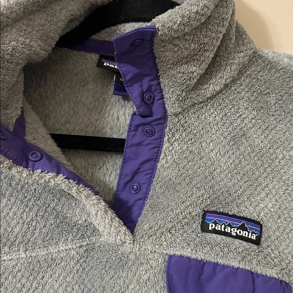 Patagonia Womens Re-Tool Snap-T Fleece Pullover Jacket Sz Small Gray & Purple - Picture 8 of 11